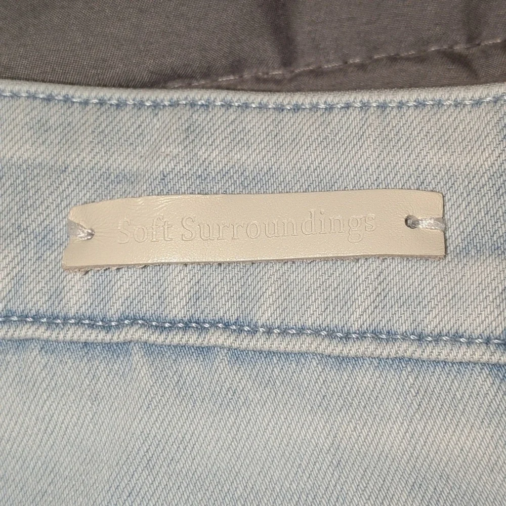 Soft Surroundings Womens Light Wash Denim‎ Bermuda Shorts Cuffed Size L Stretch